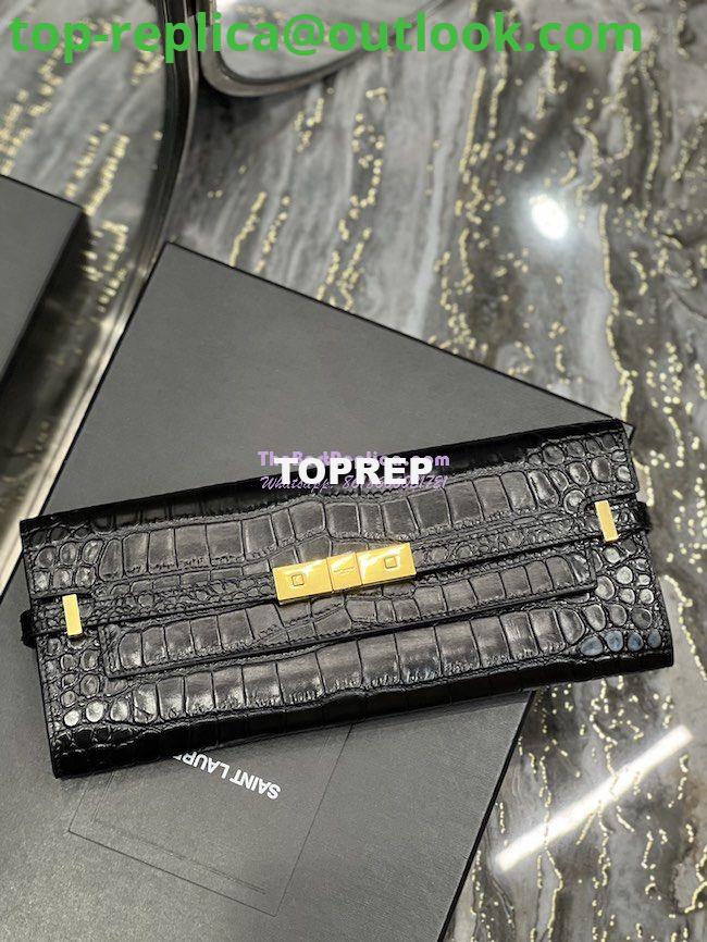 Replica YSL Saint Laurent Manhattan Clutch In Crocodile-Embossed Leather 695949 Black 4 Replica YSL Saint Laurent Manhattan Clutch In Crocodile-Embossed Leather 695949 Black 4