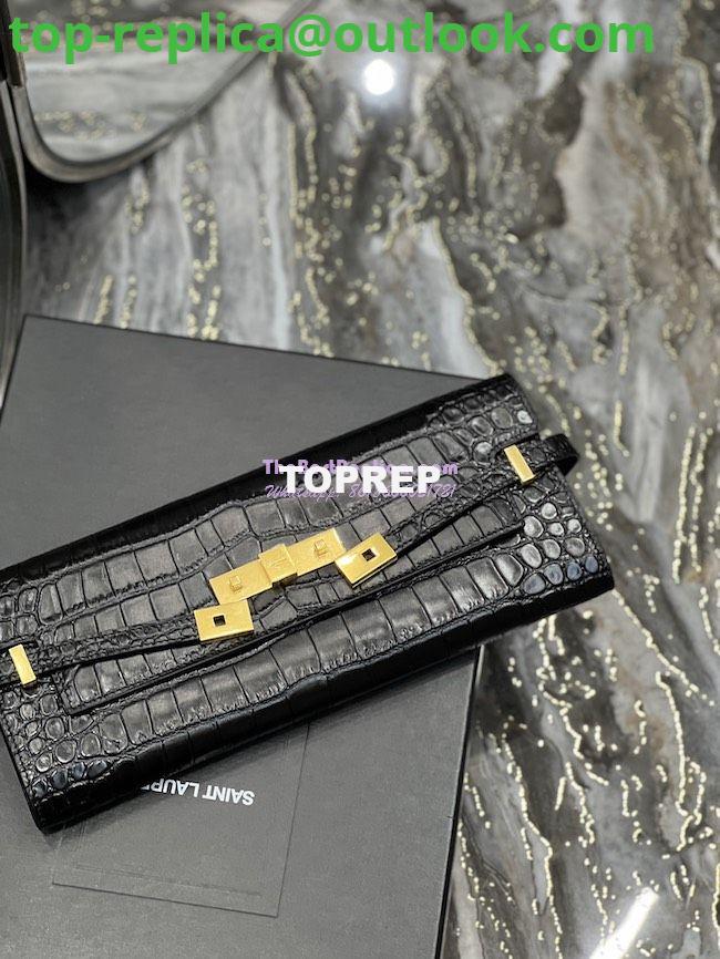 Replica YSL Saint Laurent Manhattan Clutch In Crocodile-Embossed Leather 695949 Black 5 Replica YSL Saint Laurent Manhattan Clutch In Crocodile-Embossed Leather 695949 Black 5