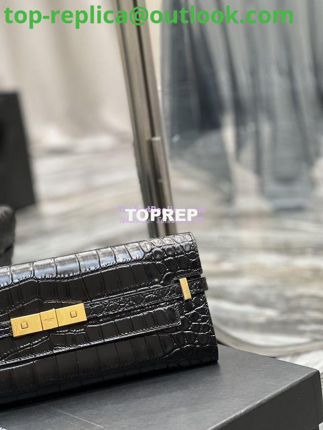 Replica YSL Saint Laurent Manhattan Clutch In Crocodile-Embossed Leather 695949 Black 6 Replica YSL Saint Laurent Manhattan Clutch In Crocodile-Embossed Leather 695949 Black 6