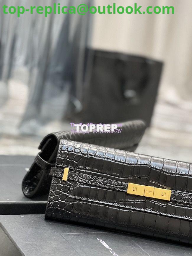 Replica YSL Saint Laurent Manhattan Clutch In Crocodile-Embossed Leather 695949 Black 7 Replica YSL Saint Laurent Manhattan Clutch In Crocodile-Embossed Leather 695949 Black 7