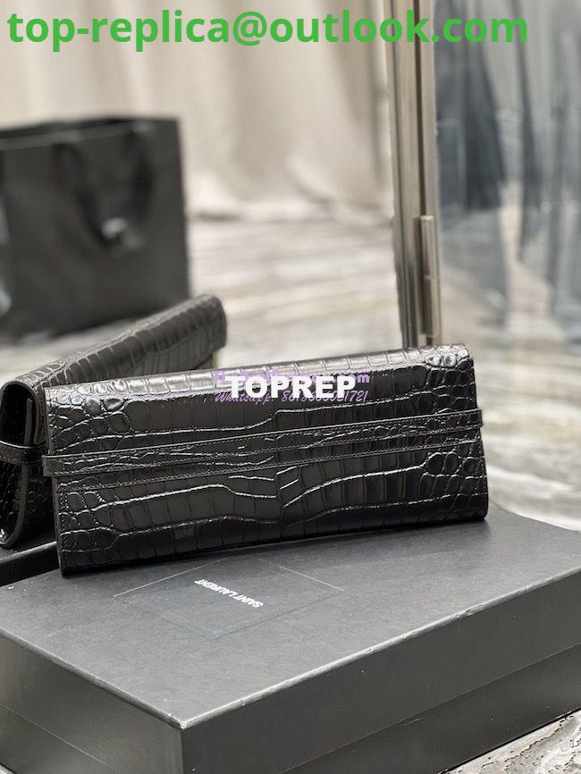 Replica YSL Saint Laurent Manhattan Clutch In Crocodile-Embossed Leather 695949 Black 8 Replica YSL Saint Laurent Manhattan Clutch In Crocodile-Embossed Leather 695949 Black 8
