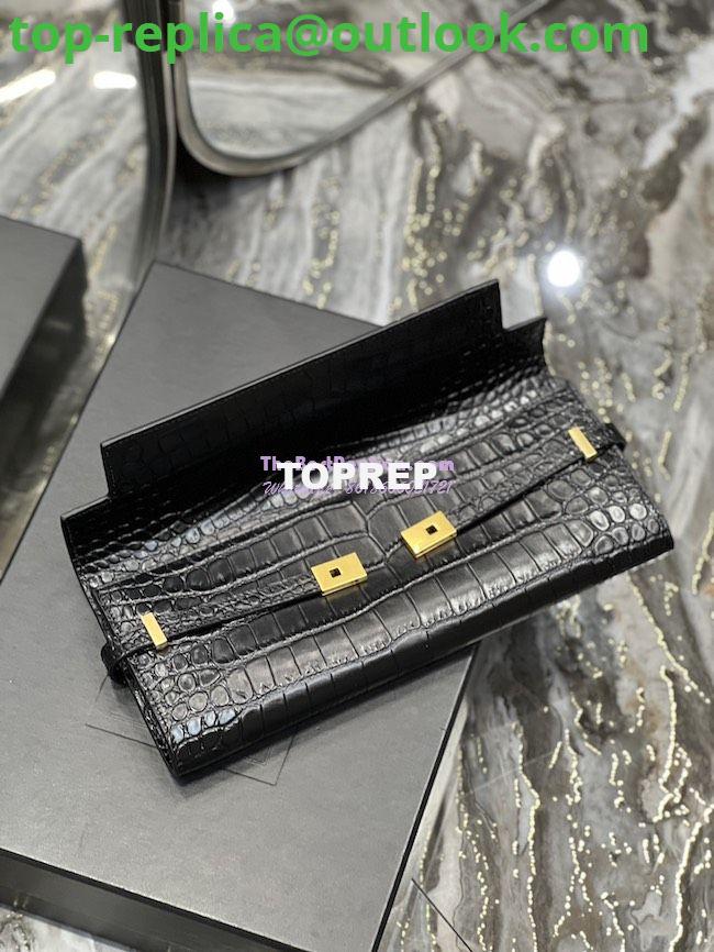Replica YSL Saint Laurent Manhattan Clutch In Crocodile-Embossed Leather 695949 Black 9 Replica YSL Saint Laurent Manhattan Clutch In Crocodile-Embossed Leather 695949 Black 9