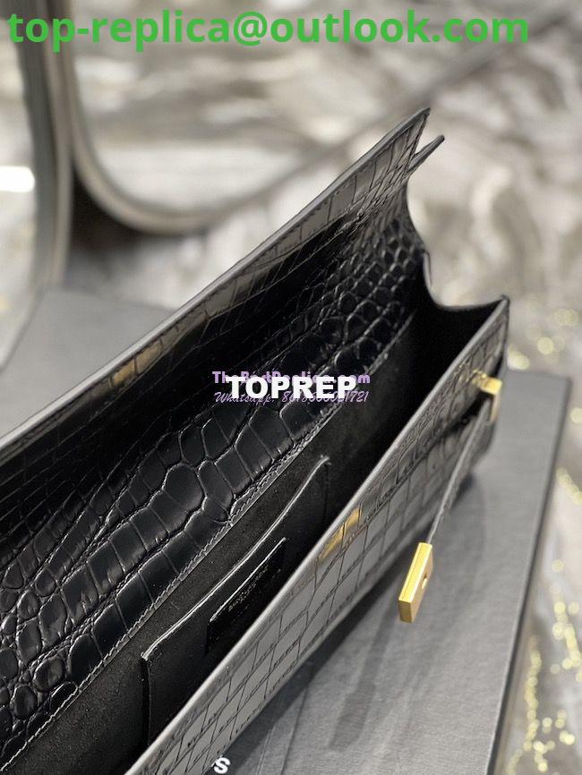 Replica YSL Saint Laurent Manhattan Clutch In Crocodile-Embossed Leather 695949 Black 10 Replica YSL Saint Laurent Manhattan Clutch In Crocodile-Embossed Leather 695949 Black 10