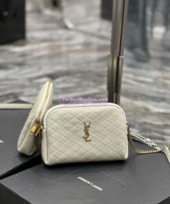 Replica YSL Saint Laurent Gaby Chain Pouch In Quilted Lambskin 7336671 Blanc 2