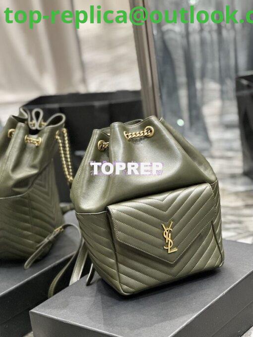 Replica YSL Saint Laurent Joe Backpack In Lambskin 672609 Vert Fonce 4