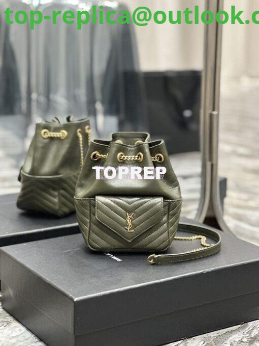 Replica YSL Saint Laurent Joe Mini Bucket Bag In Quilted Lambskin 7016311 Vert Fonce