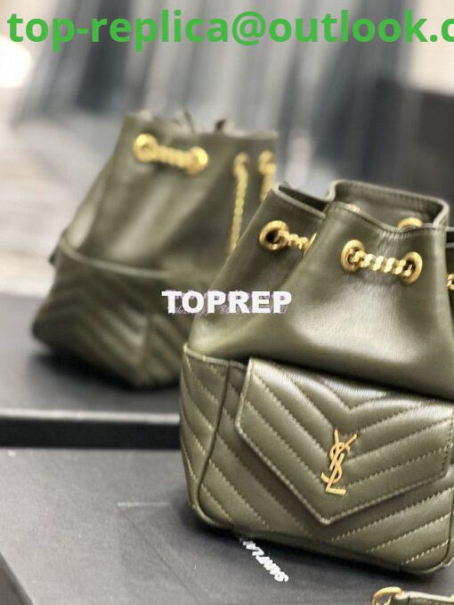 Replica YSL Saint Laurent Joe Mini Bucket Bag In Quilted Lambskin 7016311 Vert Fonce 5