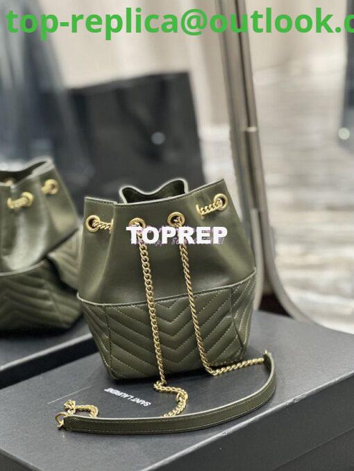 Replica YSL Saint Laurent Joe Mini Bucket Bag In Quilted Lambskin 7016311 Vert Fonce 7