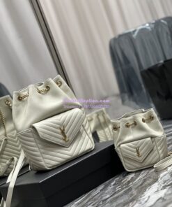 Replica YSL Saint Laurent Joe Mini Bucket Bag In Quilted Lambskin 7016311 Blanc 2