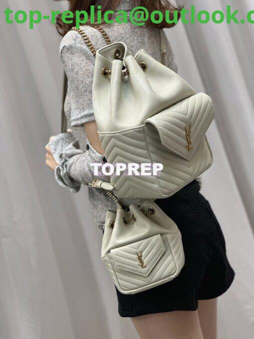 Replica YSL Saint Laurent Joe Mini Bucket Bag In Quilted Lambskin 7016311 Blanc 3