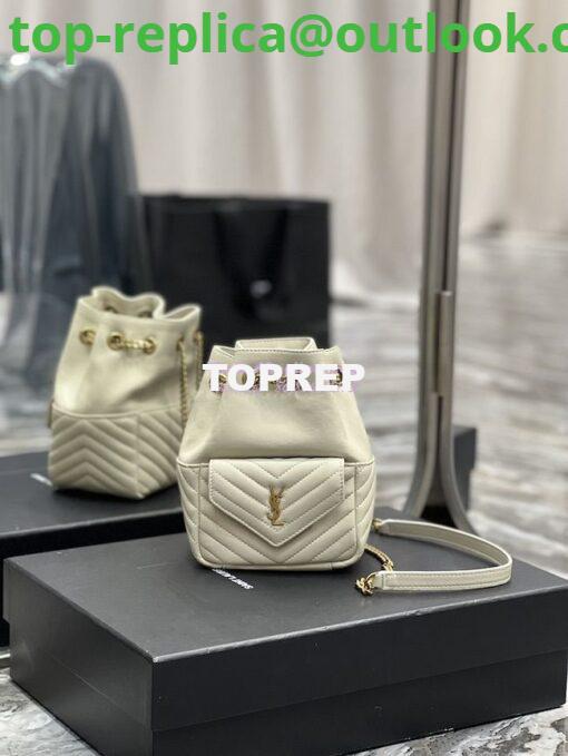 Replica YSL Saint Laurent Joe Mini Bucket Bag In Quilted Lambskin 7016311 Blanc 4