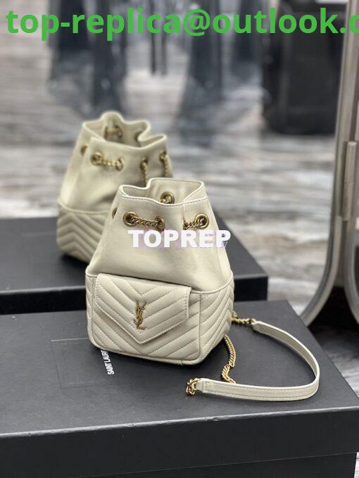 Replica YSL Saint Laurent Joe Mini Bucket Bag In Quilted Lambskin 7016311 Blanc 5