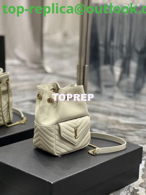 Replica YSL Saint Laurent Joe Mini Bucket Bag In Quilted Lambskin 7016311 Blanc 6