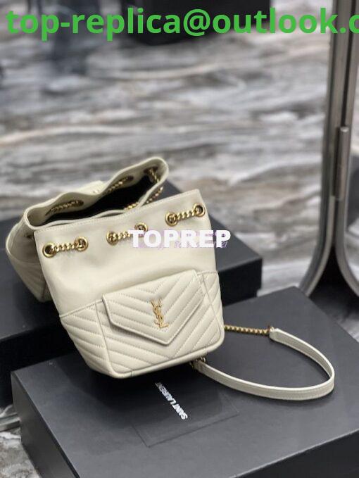 Replica YSL Saint Laurent Joe Mini Bucket Bag In Quilted Lambskin 7016311 Blanc 8