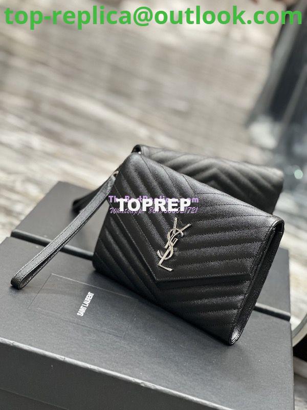 Replica YSL Saint Laurent Monogram Clutch in Quilted Grain De Poudre Embossed Leather 617662 Black Silver Hardware 5 Replica YSL Saint Laurent Monogram Clutch in Quilted Grain De Poudre Embossed Leather 617662 Black Silver Hardware 5