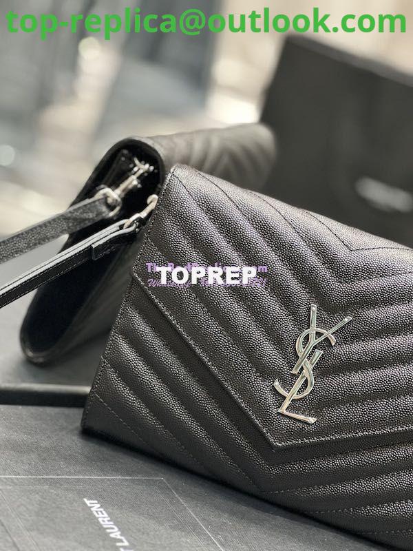 Replica YSL Saint Laurent Monogram Clutch in Quilted Grain De Poudre Embossed Leather 617662 Black Silver Hardware 6 Replica YSL Saint Laurent Monogram Clutch in Quilted Grain De Poudre Embossed Leather 617662 Black Silver Hardware 6