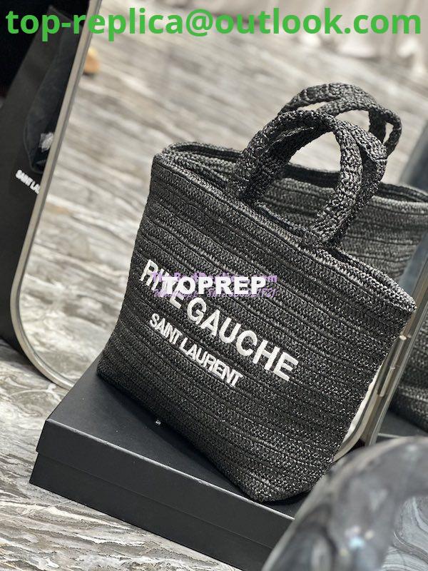 Replica YSL Saint Laurent Rive Gauche Supple Tote Bag In Raffia Crochet 688864 Black Replica YSL Saint Laurent Rive Gauche Supple Tote Bag In Raffia Crochet 688864 Black
