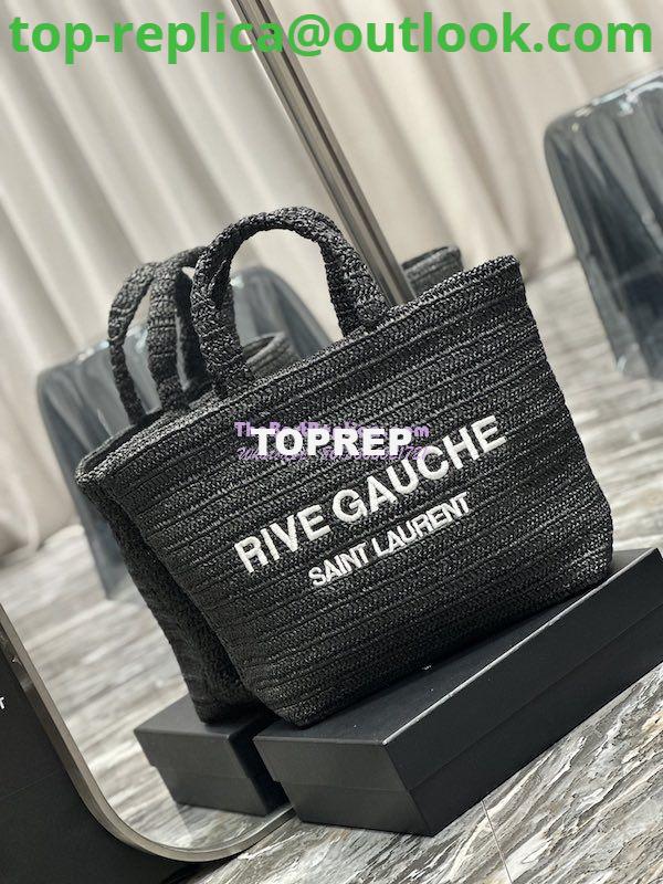 Replica YSL Saint Laurent Rive Gauche Supple Tote Bag In Raffia Crochet 688864 Black 3 Replica YSL Saint Laurent Rive Gauche Supple Tote Bag In Raffia Crochet 688864 Black 3