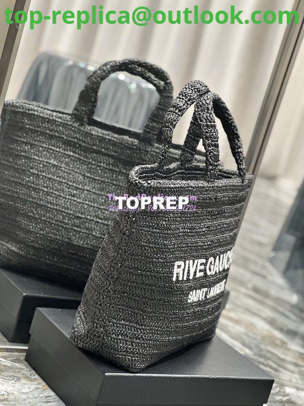 Replica YSL Saint Laurent Rive Gauche Supple Tote Bag In Raffia Crochet 688864 Black 4 Replica YSL Saint Laurent Rive Gauche Supple Tote Bag In Raffia Crochet 688864 Black 4