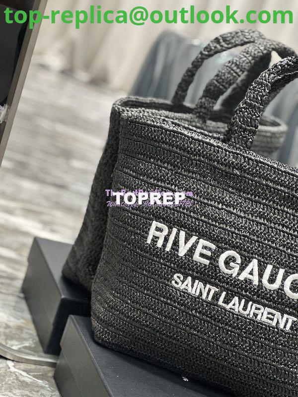 Replica YSL Saint Laurent Rive Gauche Supple Tote Bag In Raffia Crochet 688864 Black 6 Replica YSL Saint Laurent Rive Gauche Supple Tote Bag In Raffia Crochet 688864 Black 6