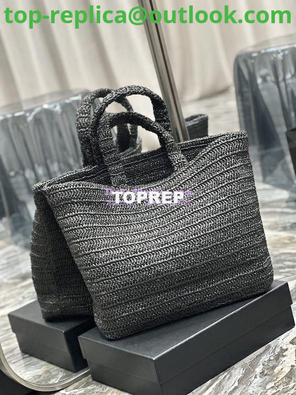 Replica YSL Saint Laurent Rive Gauche Supple Tote Bag In Raffia Crochet 688864 Black 9 Replica YSL Saint Laurent Rive Gauche Supple Tote Bag In Raffia Crochet 688864 Black 9