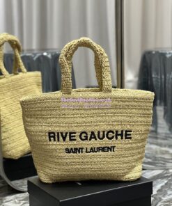 Replica YSL Saint Laurent Rive Gauche Supple Tote Bag In Raffia Crochet 688864 Naturel