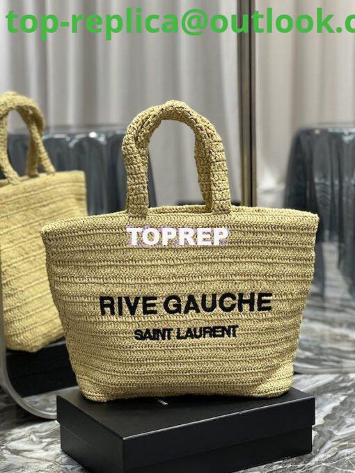 Replica YSL Saint Laurent Rive Gauche Supple Tote Bag In Raffia Crochet 688864 Naturel