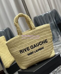 Replica YSL Saint Laurent Rive Gauche Supple Tote Bag In Raffia Crochet 688864 Naturel 2