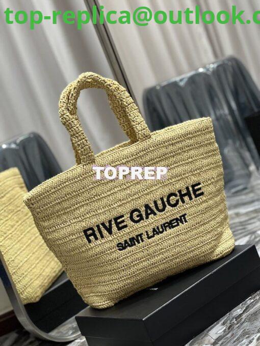 Replica YSL Saint Laurent Rive Gauche Supple Tote Bag In Raffia Crochet 688864 Naturel 2