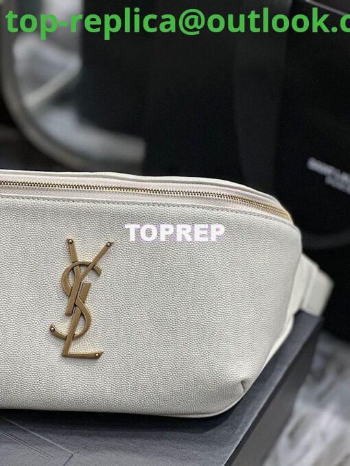 Replica YSL Saint Laurent Cassandre Classic Belt Bag In Grain De Poudre Embossed Leather 589959 White 8