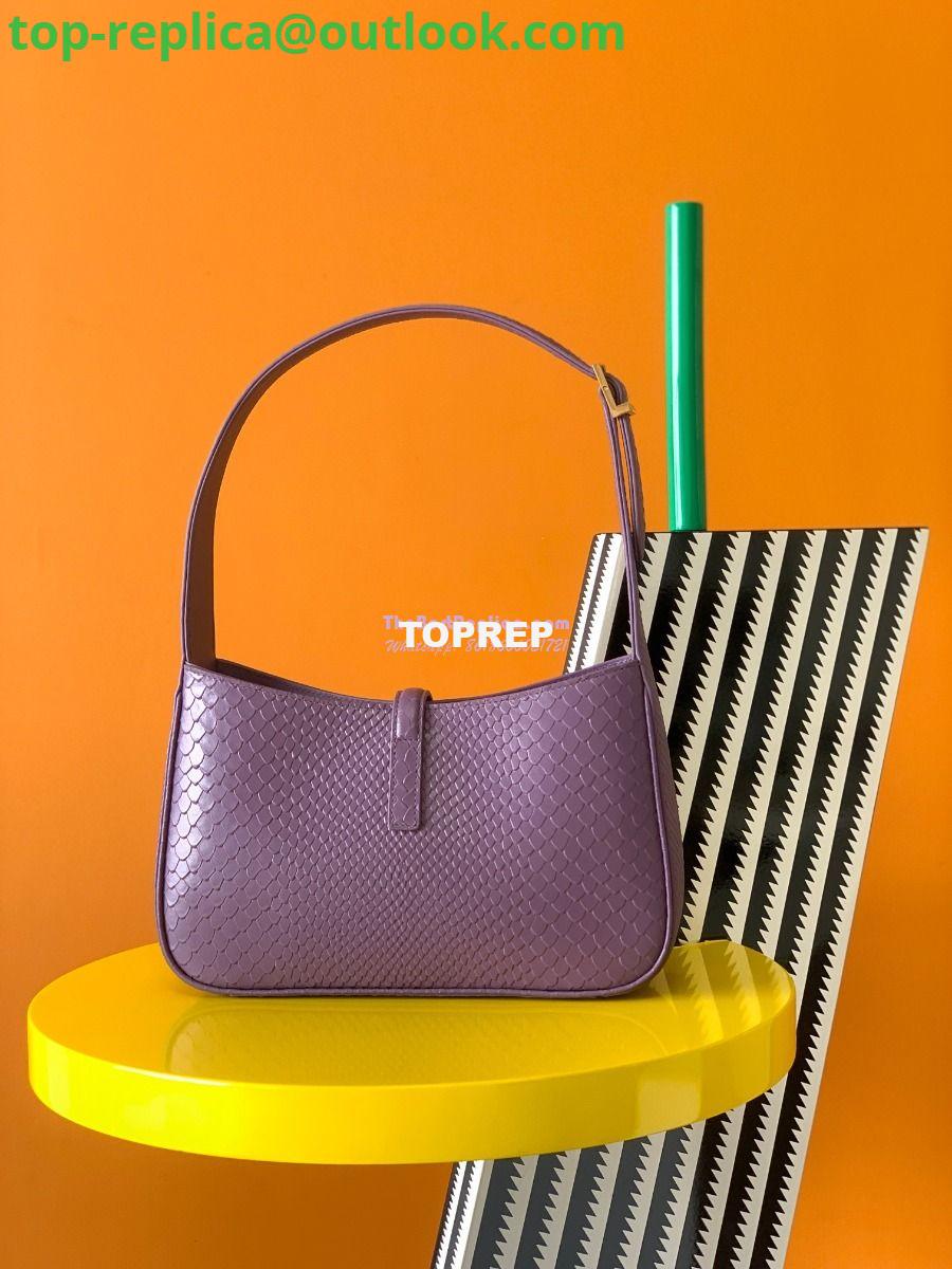 Replica YSL Saint Laurent Le 5 à 7 in purple python hobo bag 657228 4 Replica YSL Saint Laurent Le 5 à 7 in purple python hobo bag 657228 4
