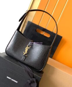 Replica YSL Saint Laurent Le 5 à 7 in black python hobo bag 657228