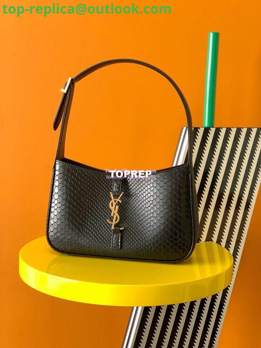 Replica YSL Saint Laurent Le 5 à 7 in black python hobo bag 657228 2 Replica YSL Saint Laurent Le 5 à 7 in black python hobo bag 657228 2