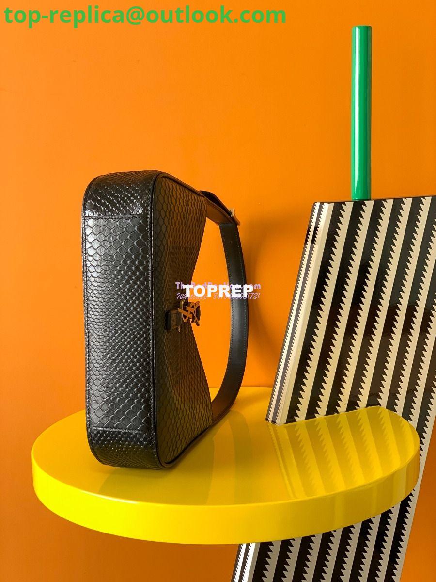 Replica YSL Saint Laurent Le 5 à 7 in black python hobo bag 657228 4 Replica YSL Saint Laurent Le 5 à 7 in black python hobo bag 657228 4