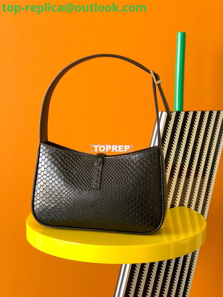 Replica YSL Saint Laurent Le 5 à 7 in black python hobo bag 657228 5 Replica YSL Saint Laurent Le 5 à 7 in black python hobo bag 657228 5