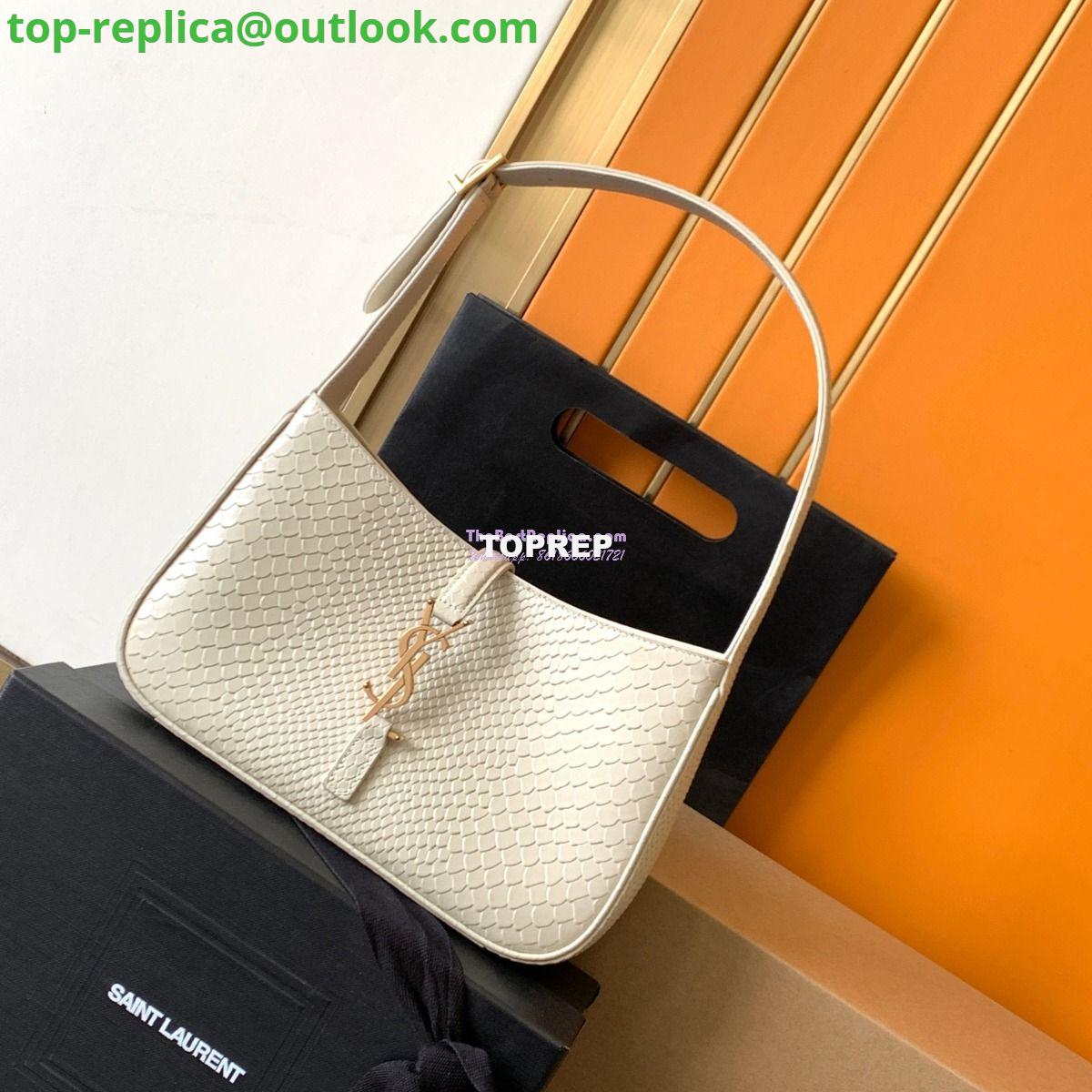 Replica YSL Saint Laurent Le 5 à 7 in ivory python hobo bag 657228 Replica YSL Saint Laurent Le 5 à 7 in ivory python hobo bag 657228