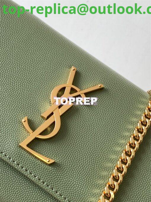 Replica YSL Saint Laurent Kate small chain bag in grain de poudre embossed leather 469390 avocado green 6