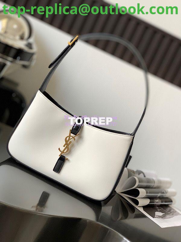 Replica YSL Saint Laurent Le 5 à 7 hobo bag in Black White calfskin Smooth leather Replica YSL Saint Laurent Le 5 à 7 hobo bag in Black White calfskin Smooth leather