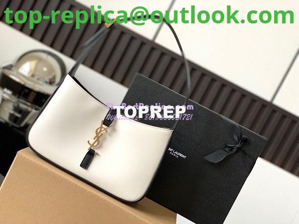 Replica YSL Saint Laurent Le 5 à 7 hobo bag in Black White calfskin Smooth leather 2 Replica YSL Saint Laurent Le 5 à 7 hobo bag in Black White calfskin Smooth leather 2