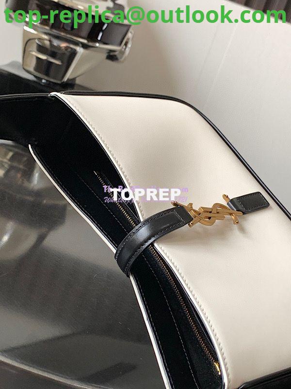 Replica YSL Saint Laurent Le 5 à 7 hobo bag in Black White calfskin Smooth leather 4 Replica YSL Saint Laurent Le 5 à 7 hobo bag in Black White calfskin Smooth leather 4