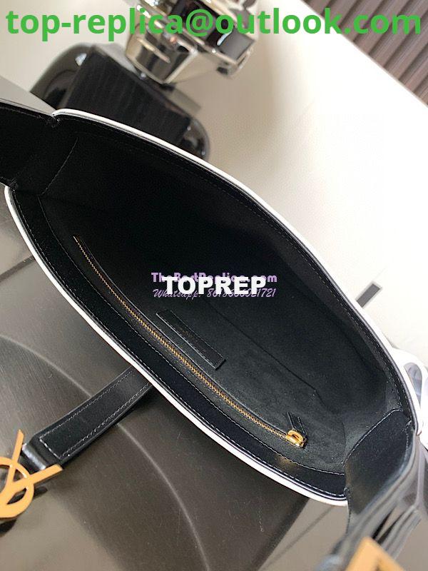 Replica YSL Saint Laurent Le 5 à 7 hobo bag in Black White calfskin Smooth leather 5 Replica YSL Saint Laurent Le 5 à 7 hobo bag in Black White calfskin Smooth leather 5