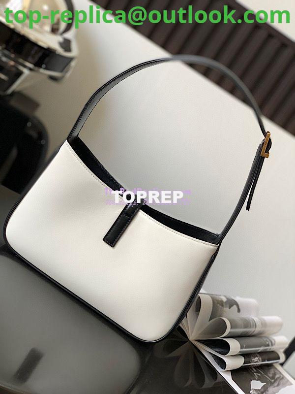 Replica YSL Saint Laurent Le 5 à 7 hobo bag in Black White calfskin Smooth leather 9 Replica YSL Saint Laurent Le 5 à 7 hobo bag in Black White calfskin Smooth leather 9