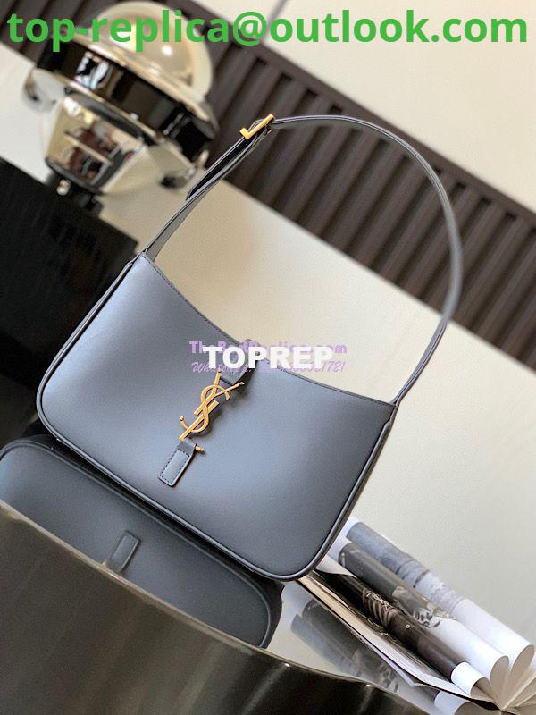 Replica YSL Saint Laurent Le 5 à 7 hobo bag in Grey calfskin Smooth leather 2 Replica YSL Saint Laurent Le 5 à 7 hobo bag in Grey calfskin Smooth leather 2