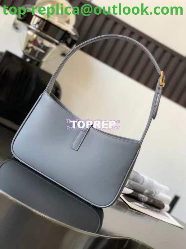 Replica YSL Saint Laurent Le 5 à 7 hobo bag in Grey calfskin Smooth leather 8 Replica YSL Saint Laurent Le 5 à 7 hobo bag in Grey calfskin Smooth leather 8