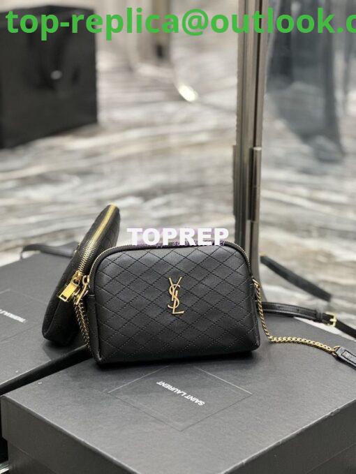 Replica YSL Saint Laurent Gaby Chain Pouch In Quilted Lambskin 7336671 Black