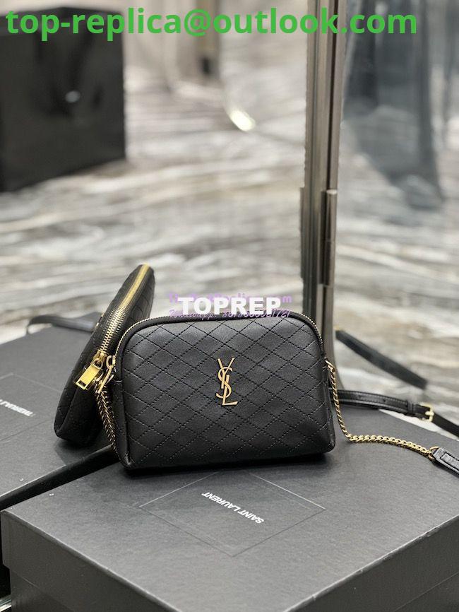 Replica YSL Saint Laurent Gaby Chain Pouch In Quilted Lambskin 7336671 Black Replica YSL Saint Laurent Gaby Chain Pouch In Quilted Lambskin 7336671 Black
