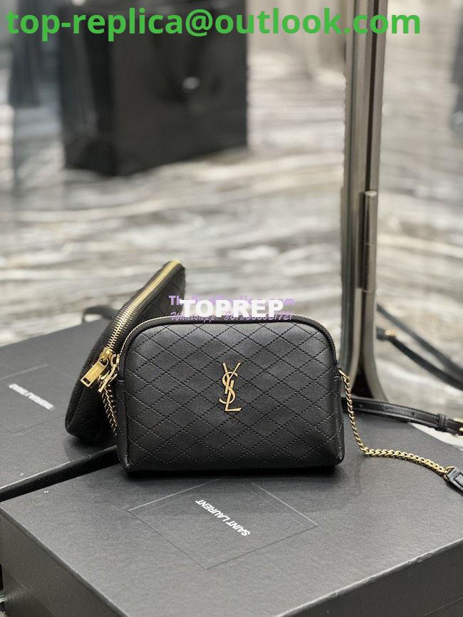 Replica YSL Saint Laurent Gaby Chain Pouch In Quilted Lambskin 7336671 Black 2 Replica YSL Saint Laurent Gaby Chain Pouch In Quilted Lambskin 7336671 Black 2