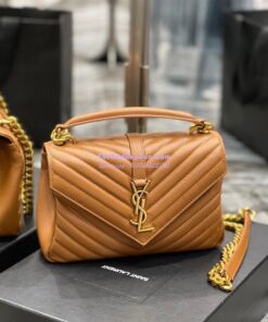 Replica YSL Saint Laurent College Medium In Matelassé Leather 600279 Caramel 2