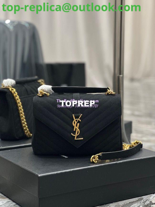 Replica YSL Saint Laurent College Medium Chain Bag In Mix Matelassé Corduroy 600279 Black Replica YSL Saint Laurent College Medium Chain Bag In Mix Matelassé Corduroy 600279 Black