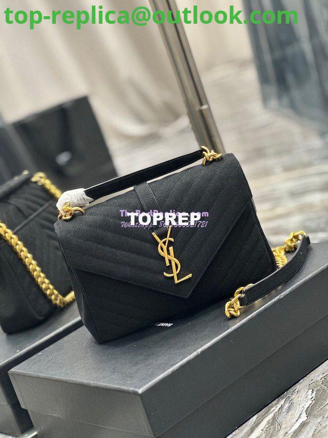 Replica YSL Saint Laurent College Medium Chain Bag In Mix Matelassé Corduroy 600279 Black 2 Replica YSL Saint Laurent College Medium Chain Bag In Mix Matelassé Corduroy 600279 Black 2
